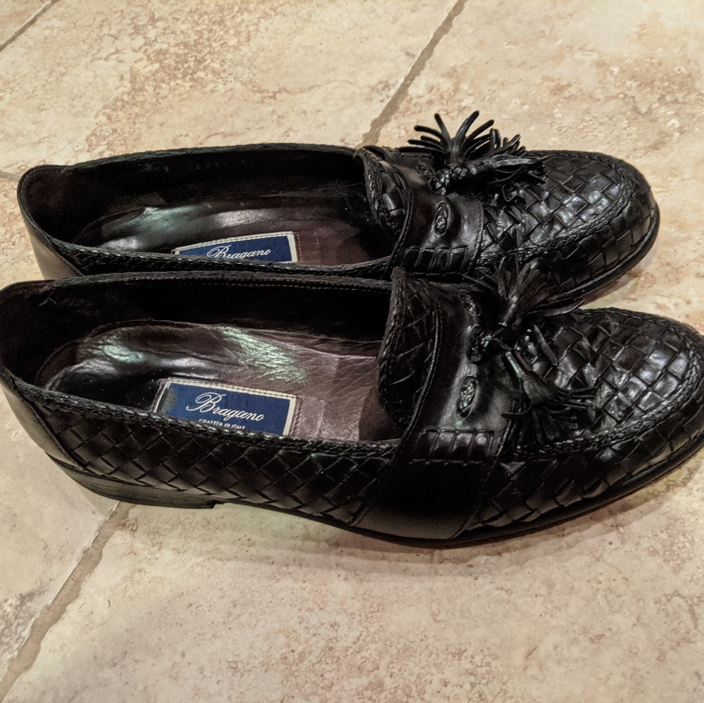 Bragano Men's Woven Black Slip On Dress Shoes 11 M